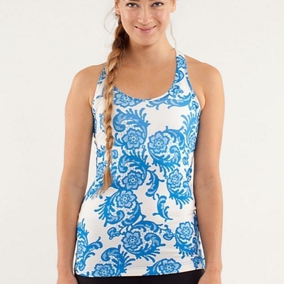Lululemon Cool Racerback Laceoflage Beaming Blue Size 8 - Picture 1 of 5